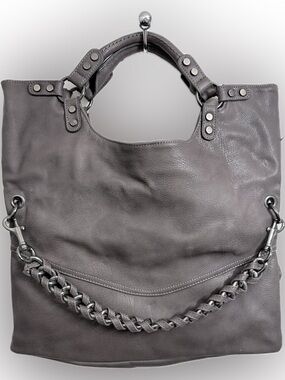 Sondra Roberts Gray Fold-over Chain Accent Tote